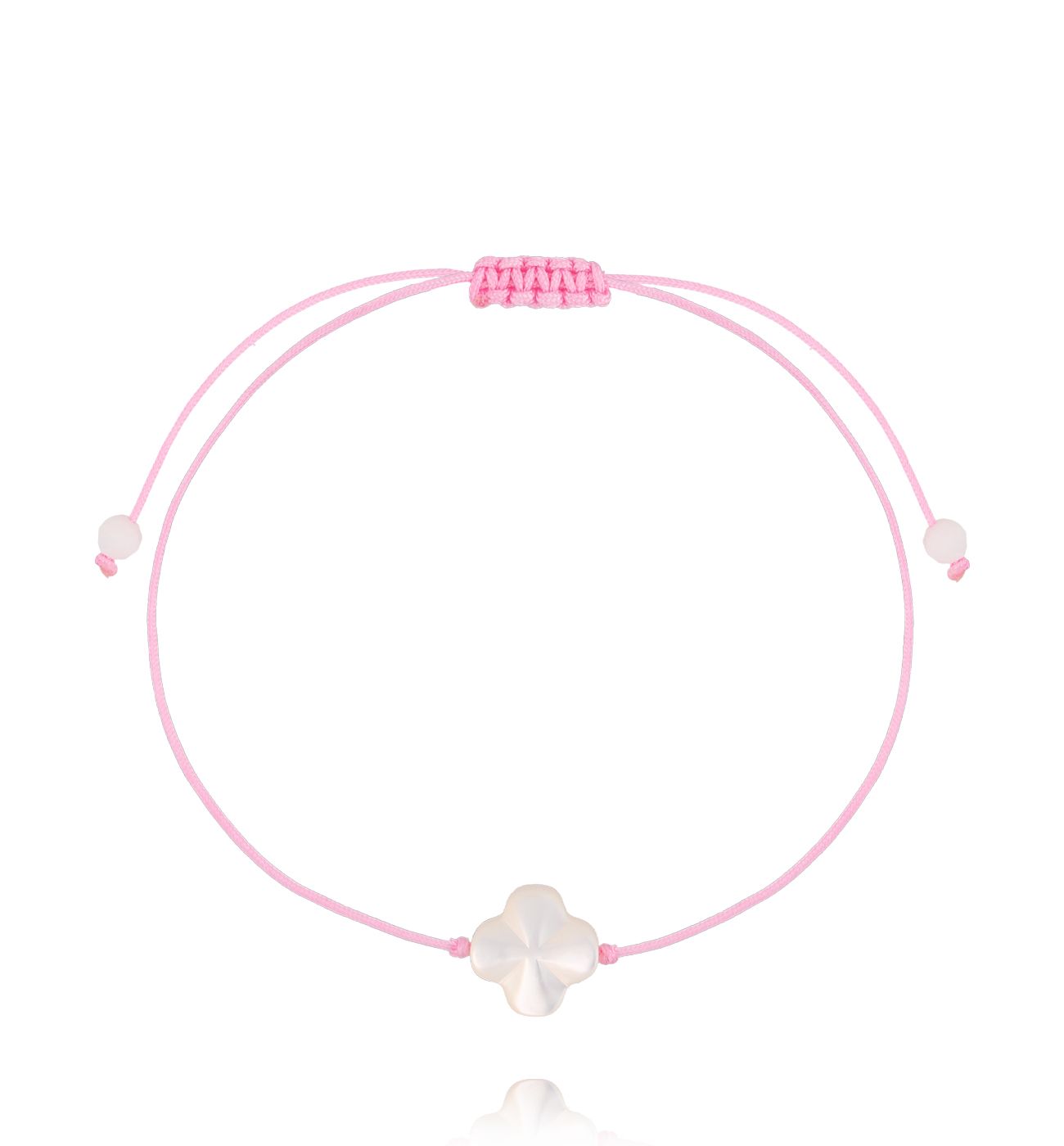 Bransoletka z różowym sznurkiem i koniczynką BGL1090