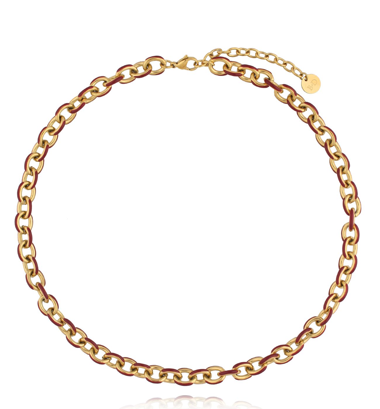 Naszyjnik z łańcuchem z bordową emalią NSA1461