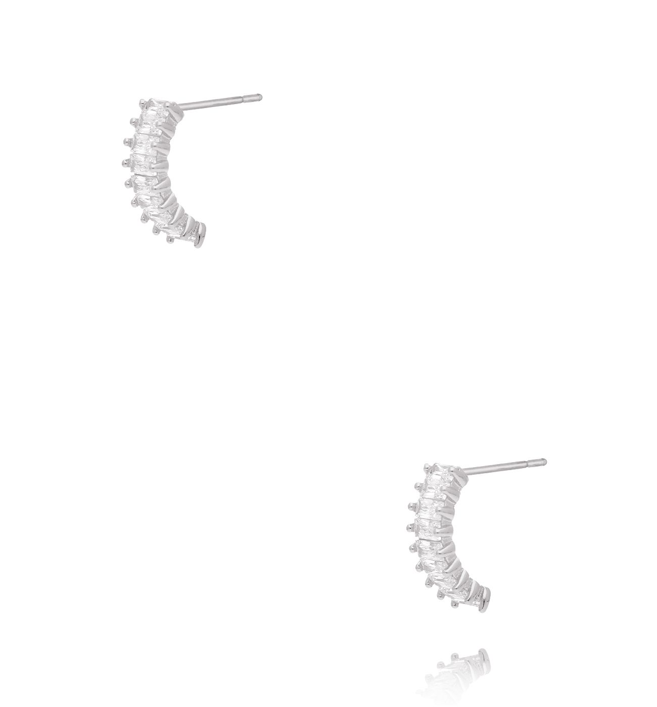 Kolczyki srebrne półokręgi z cyrkoniami KCA0163 - By Dziubeka