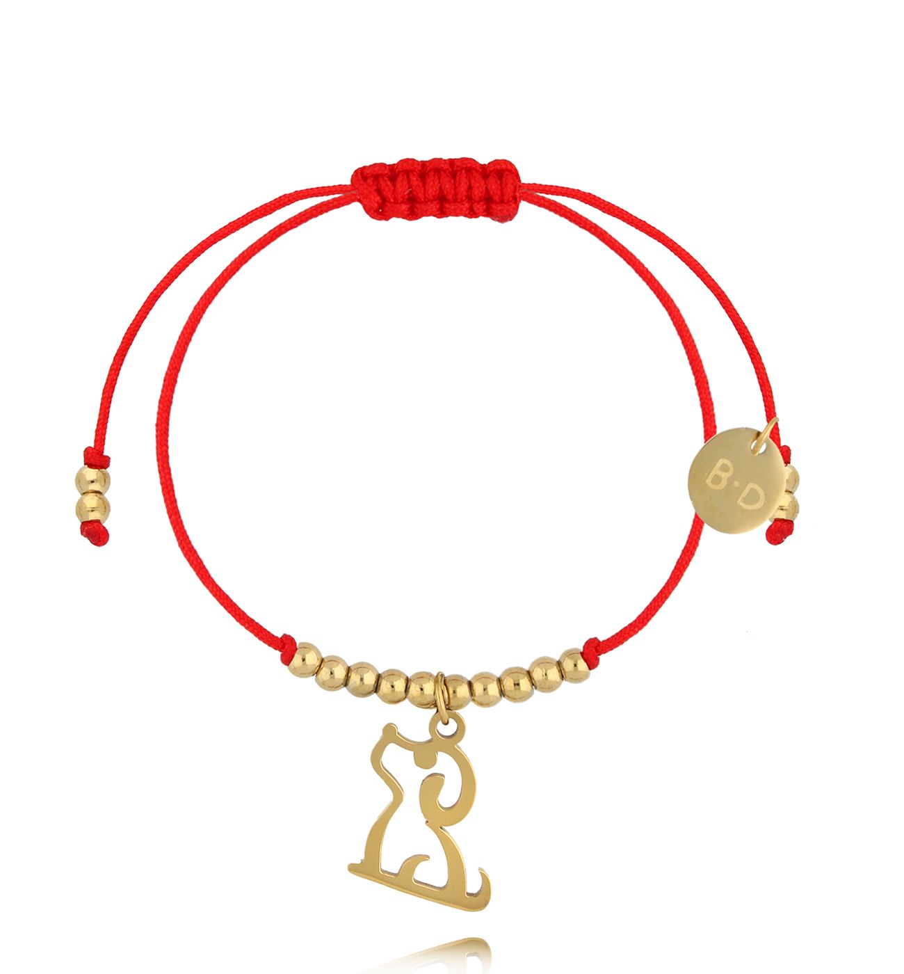 Bransoletka czerwona ze złotym pieskiem Fidélité BGL0948