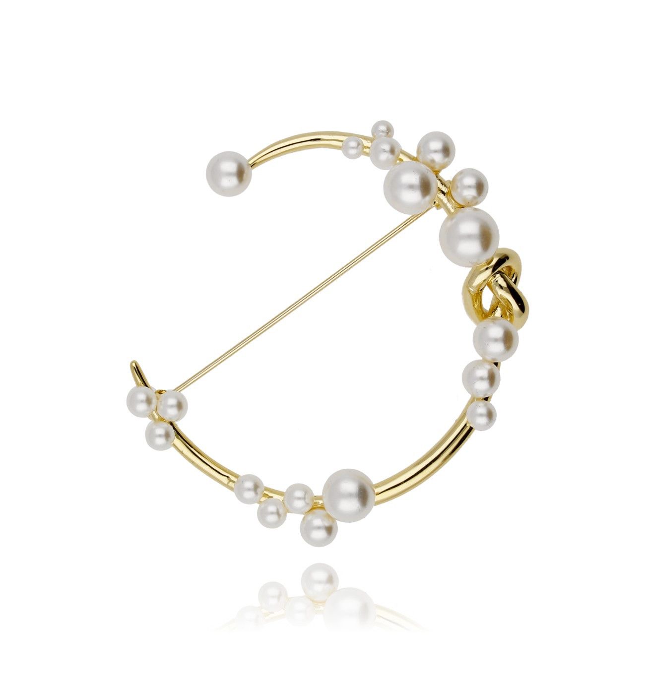 Broszka złota z perłami BRPE0002 - By Dziubeka