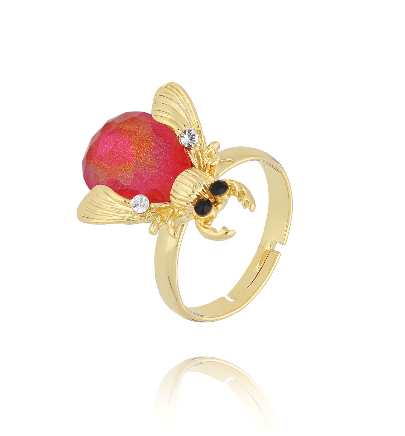 Pierścionek z czerwonym owadem Midnight PMI0127 - By Dziubeka