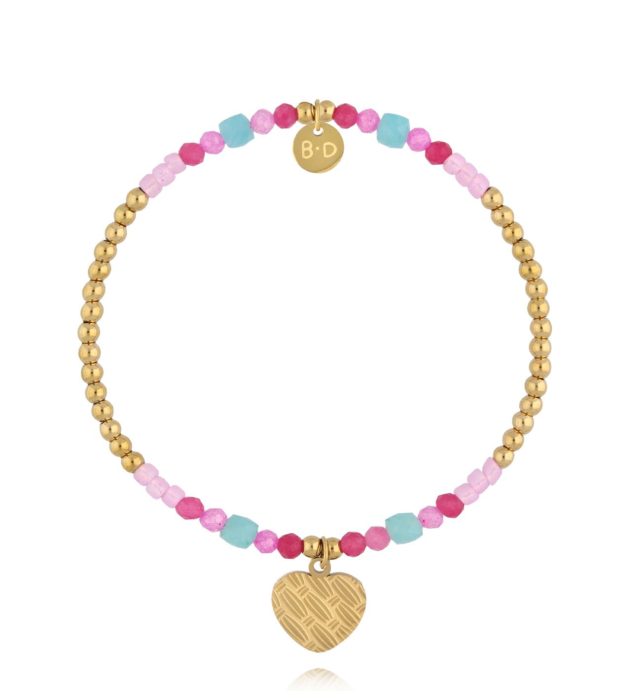 Bransoletka różowo niebieska z sercem - By Dziubeka