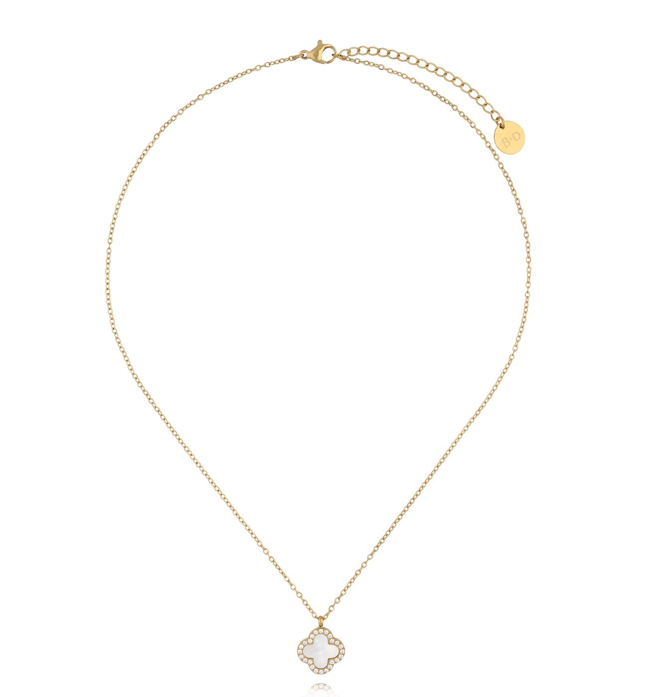 Naszyjnik z perłową koniczynką złoty NSY0400