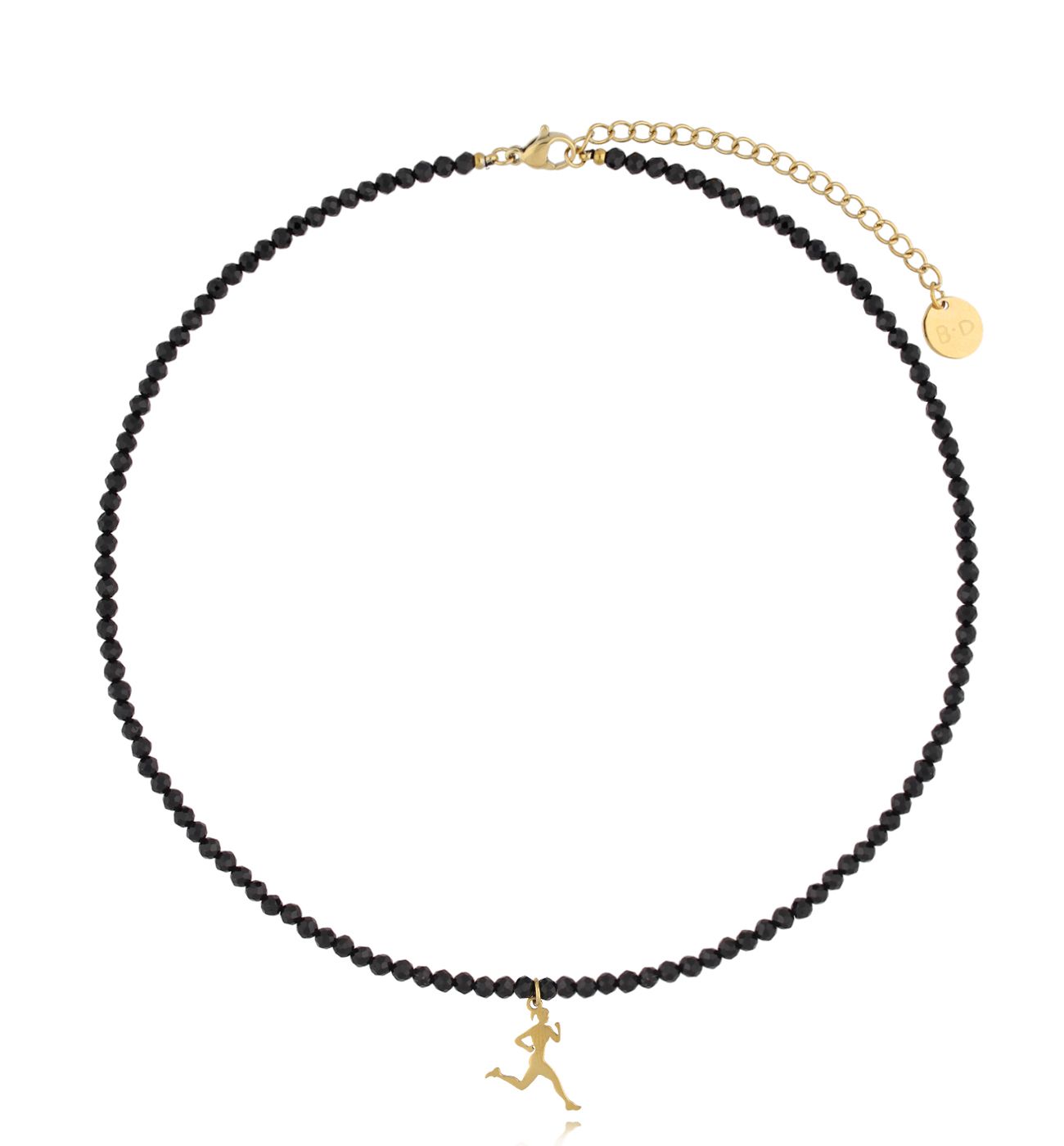 Naszyjnik z turmalinami i złotą zawieszką z biegaczem Giselle NTW1202