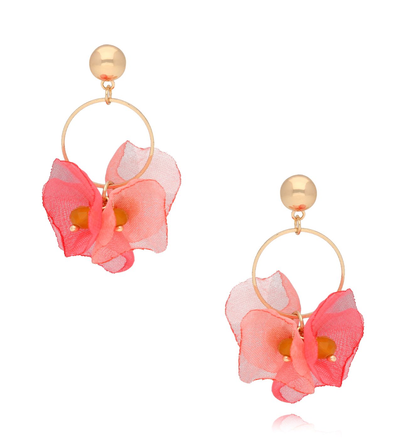 Kolczyki malinowe z szyfonu Feverfew KBL1748