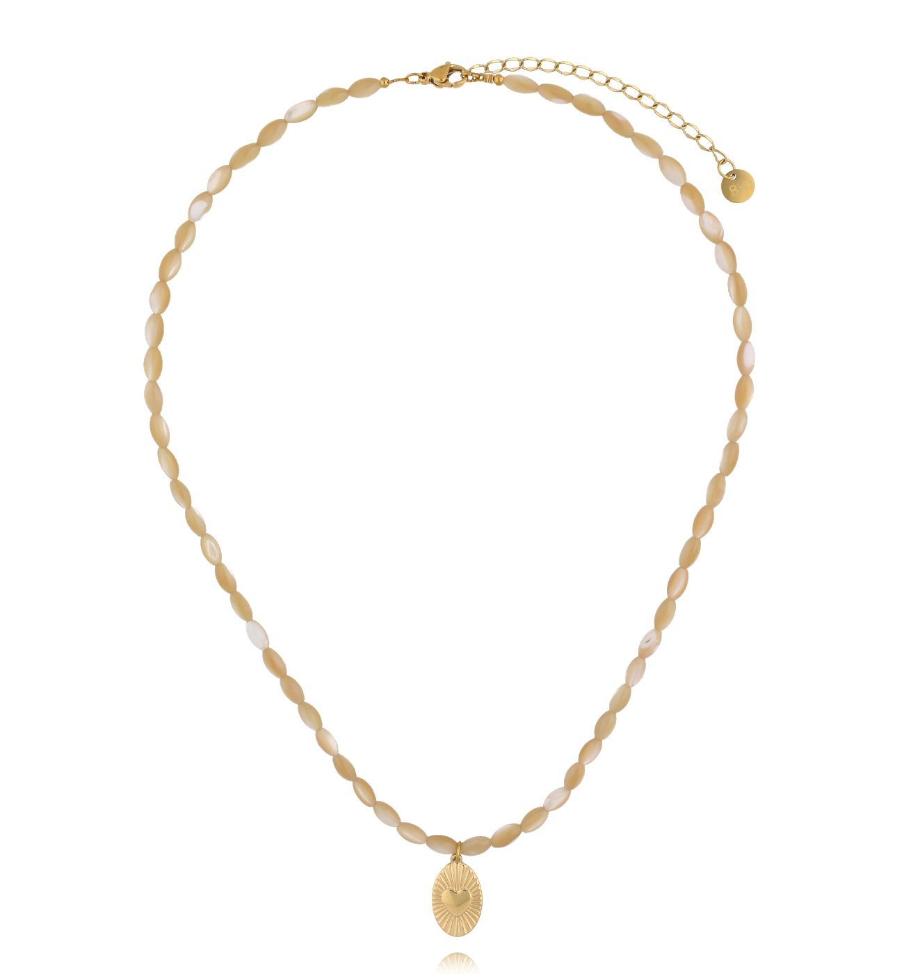 Naszyjnik z beżową muszlą i medalionem z sercem NPA1452