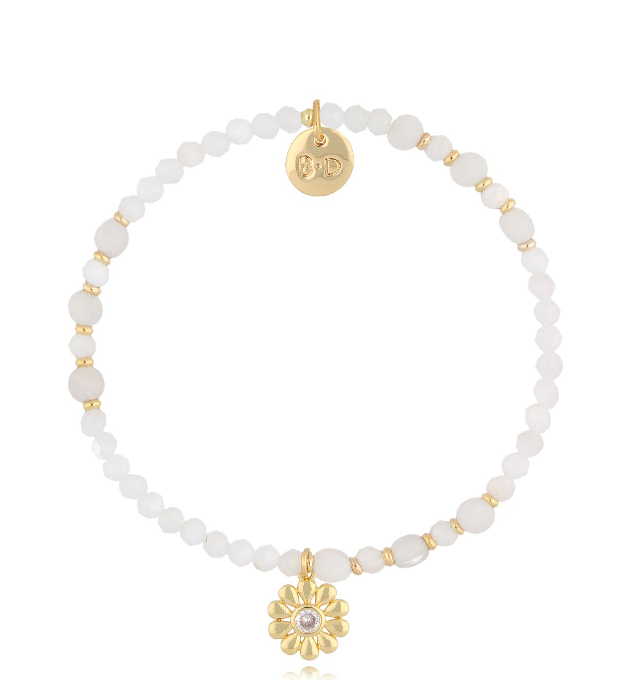 Bransoletka biała z kwiatuszkiem Flos - By Dziubeka