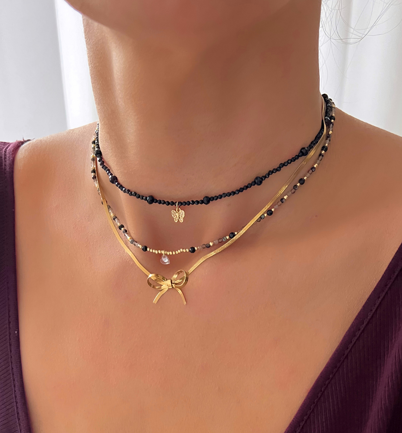 Naszyjnik z turmalinami i motylkiem Papilio NTW1241