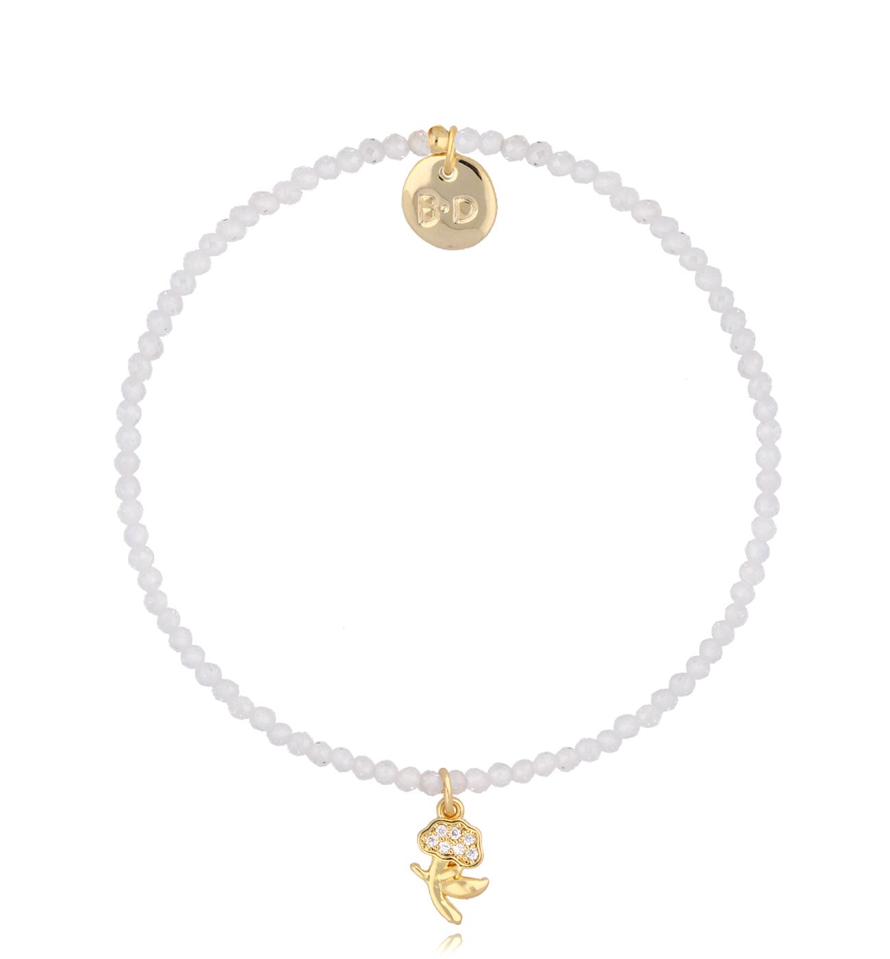 Bransoletka biała z kwiatkiem Aya - By Dziubeka