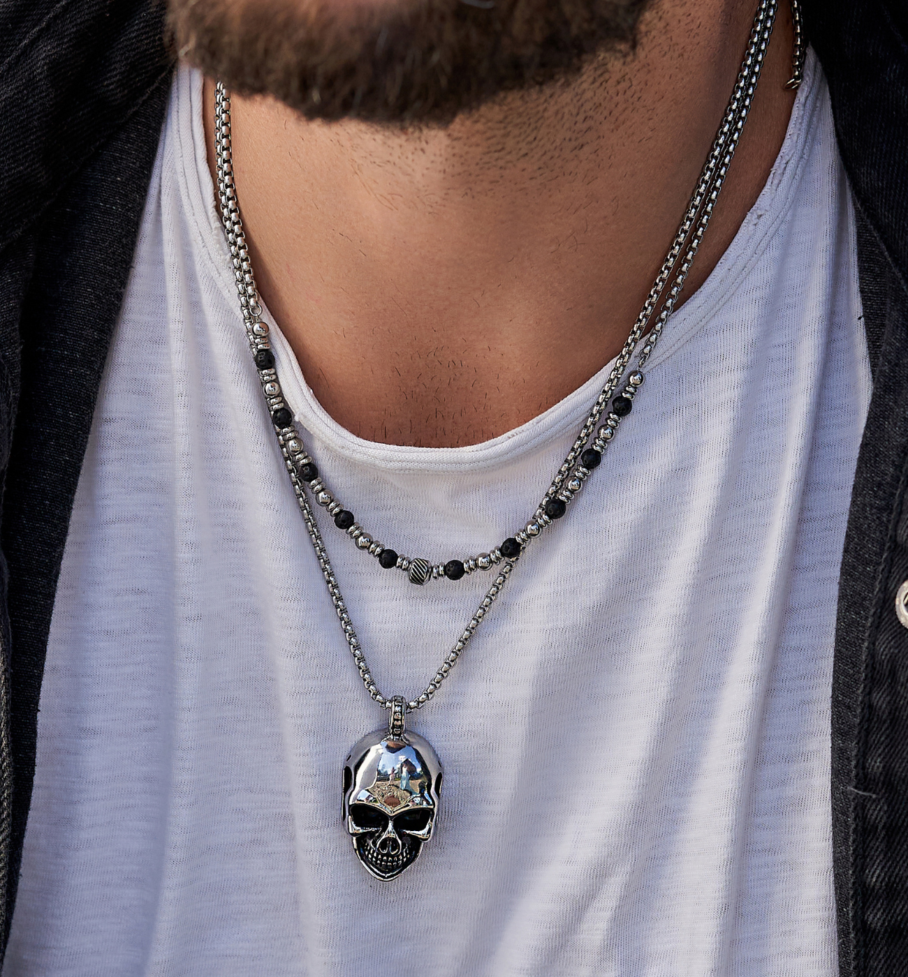 Naszyjnik męski z czaszką Otkel - By Dziubeka