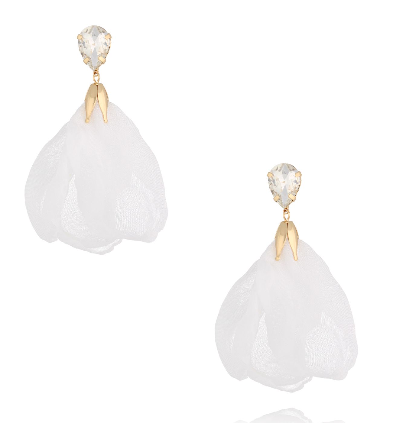 Kolczyki z białą tkaniną - By Dziubeka