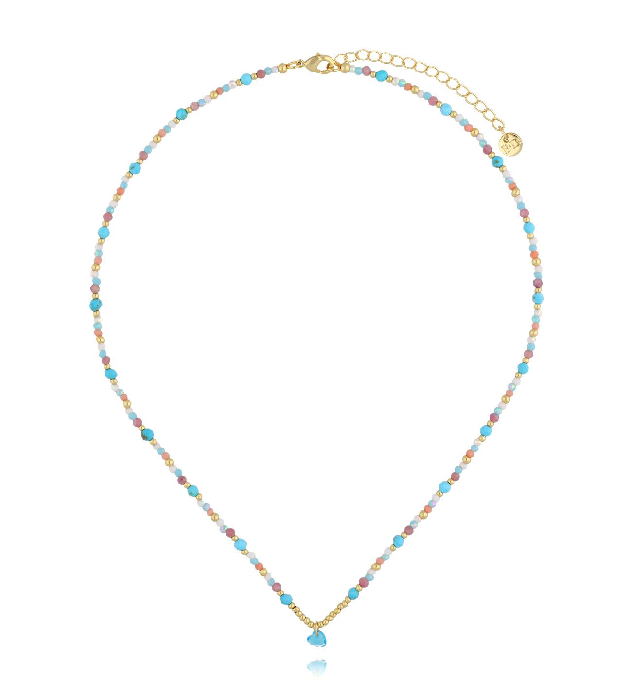 Naszyjnik turkusowy z sercem NSC0511