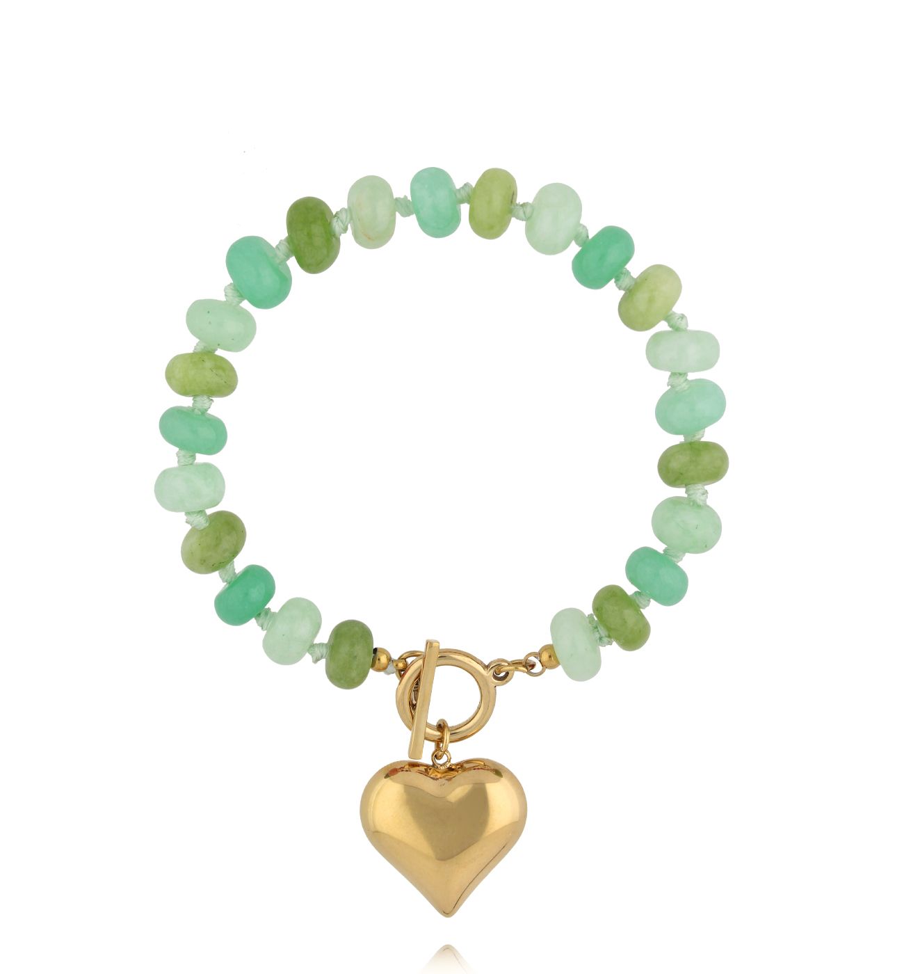 Bransoletka zielona z sercem - By Dziubeka