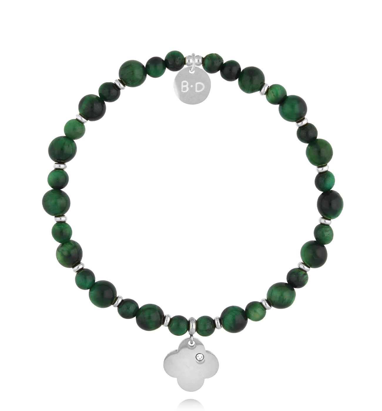 Bransoletka zielona z koniczynką Sariah - By Dziubeka