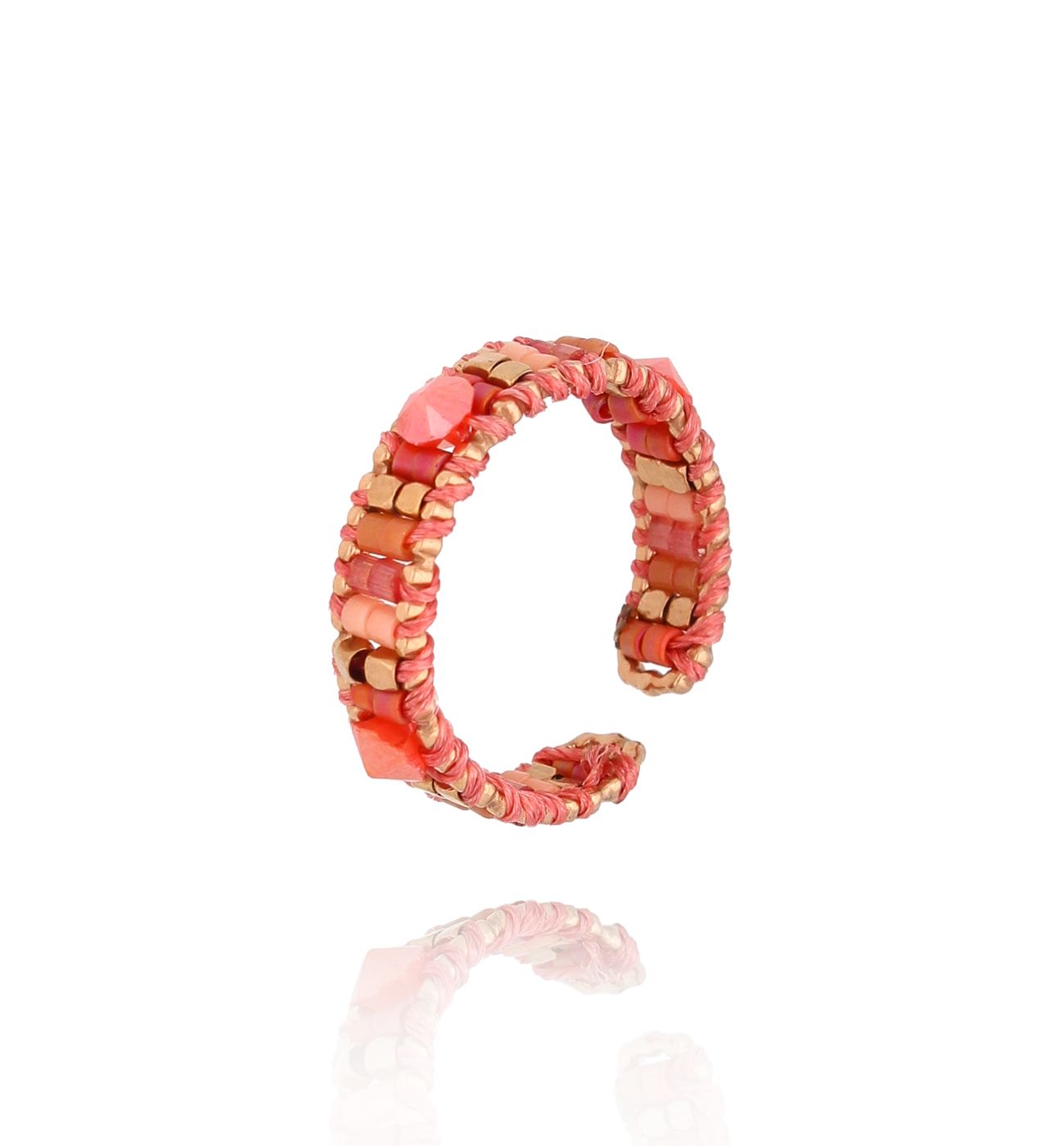 Pierścionek pomarańczowy z koralikami Miyuki Chipilo PSC0549