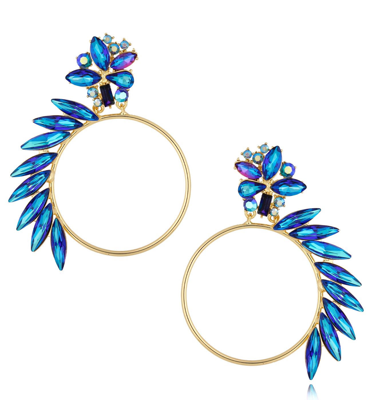 Kolczyki niebieskie ciemne z kryształkami Crazy Girl - By Dziubeka