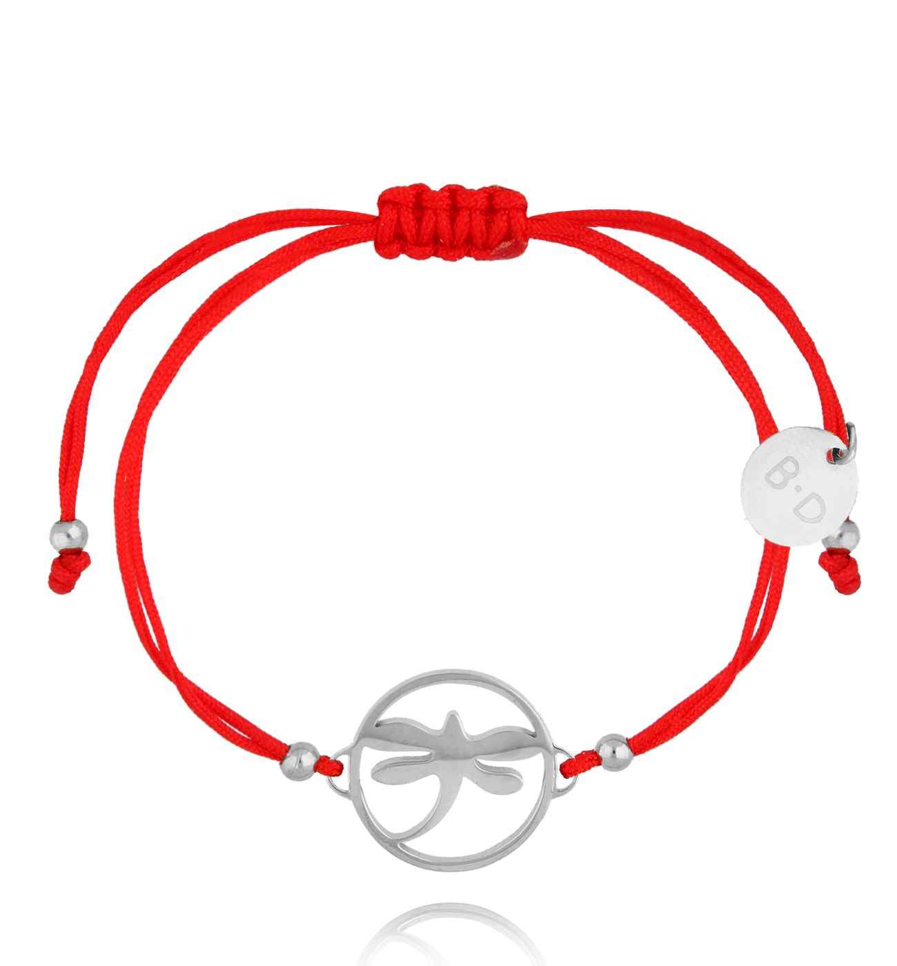 Bransoletka czerwona ze srebrną ważką Dragonfly BGL0875