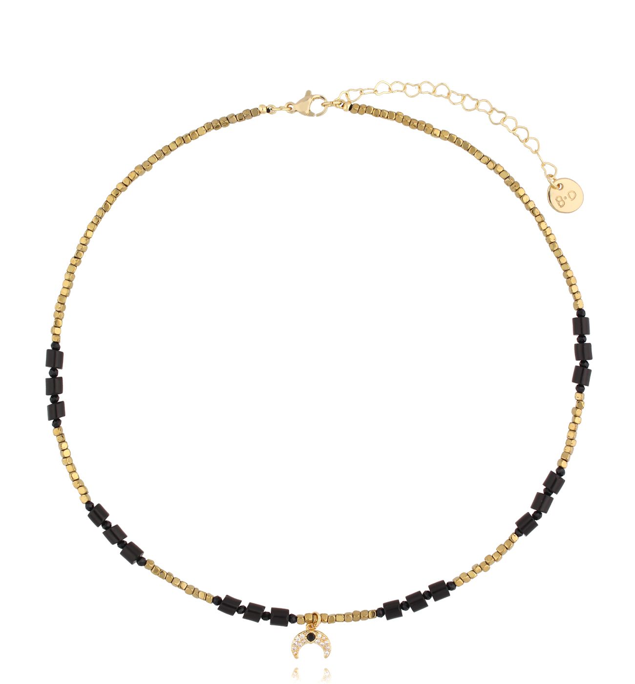 Naszyjnik czarny z księżycem Bariksza NTW1291