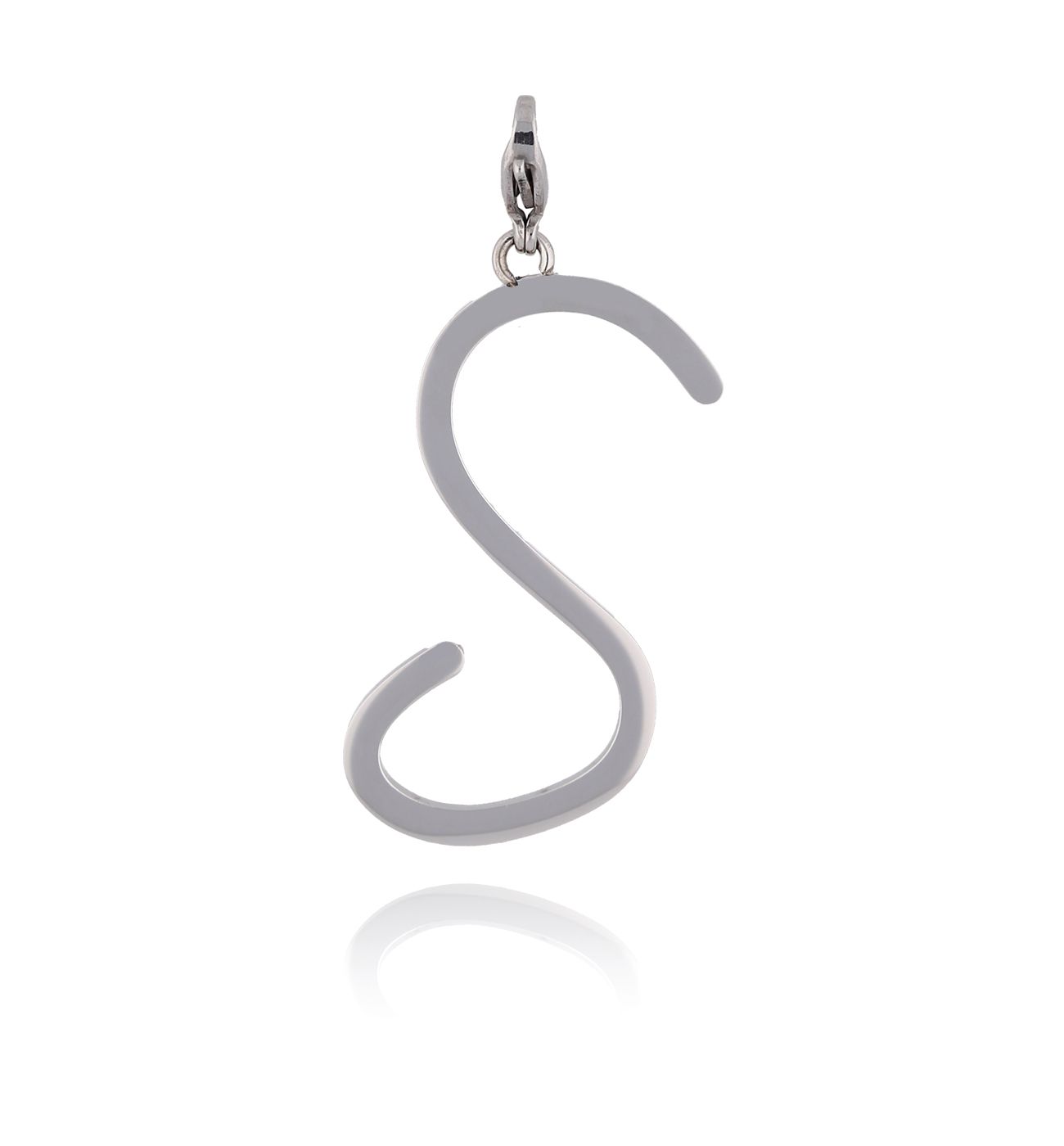 Zawieszka ze stali szlachetnej srebrna literka S Alphabet - By Dziubeka