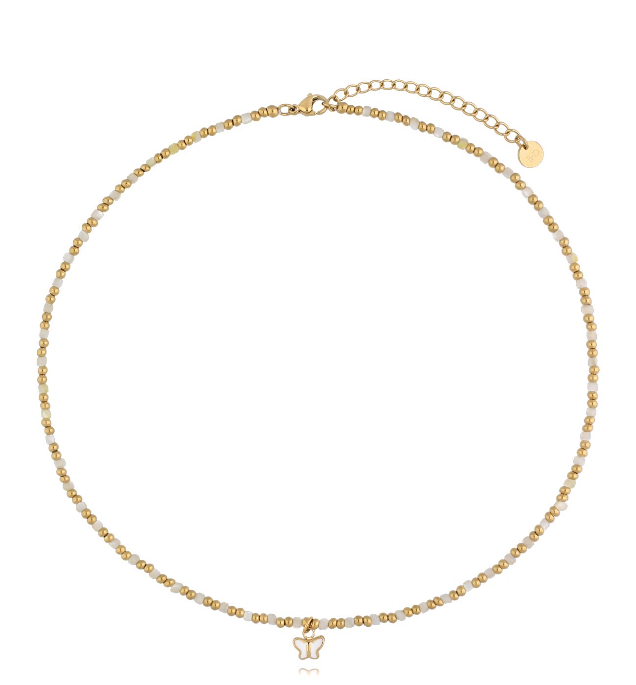 Naszyjnik biały z motylkiem NSC0504