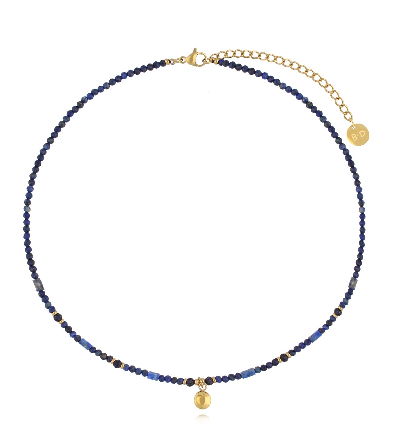 Naszyjnik granatowy z lapisami i turmalinami NTW1389