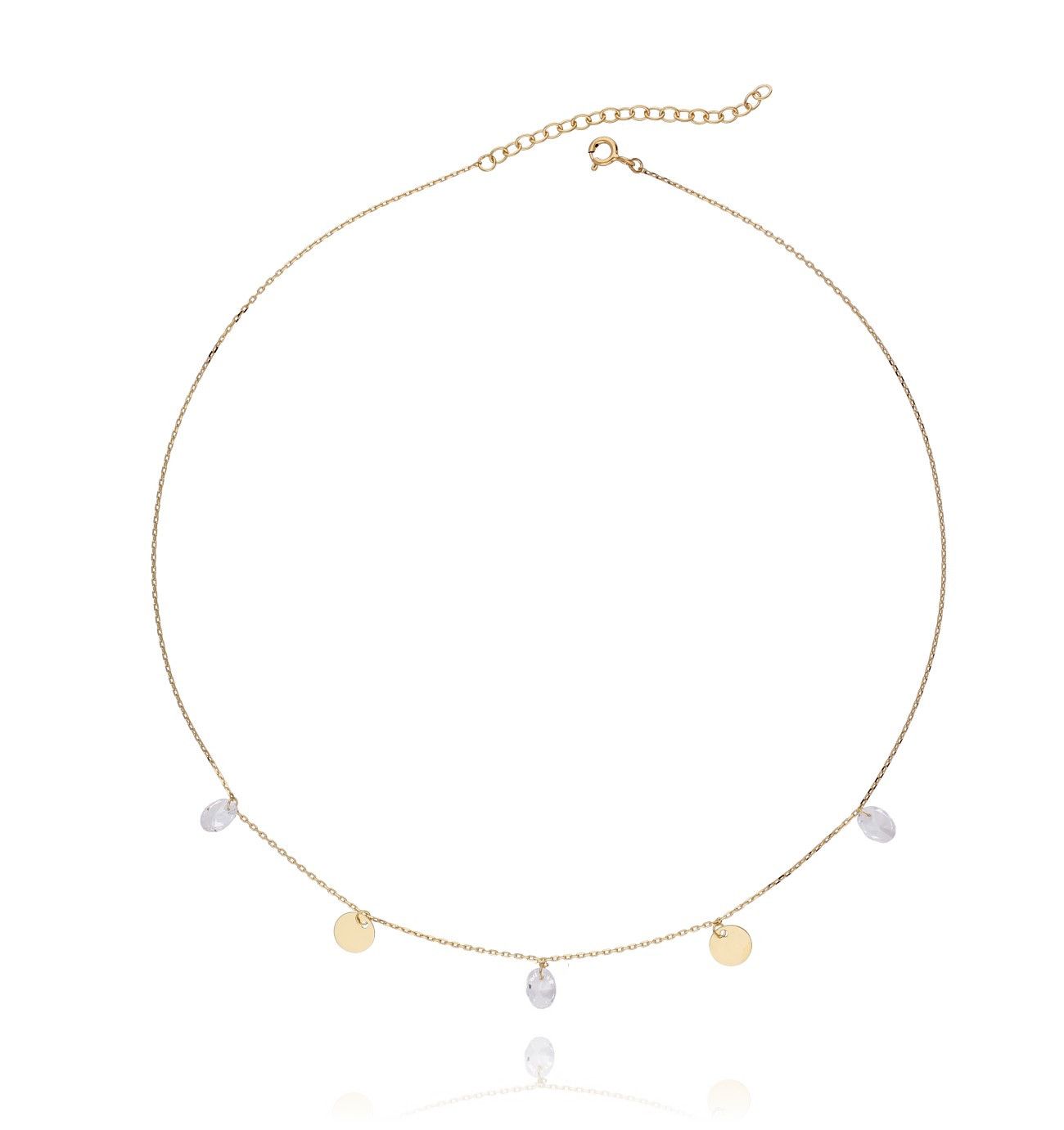 Naszyjnik srebrny pozłacany z kryształkami NSE0020