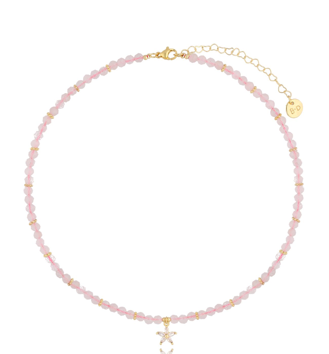 Naszyjnik z kwarcami różowymi i kwiatkiem Alless NTW1222