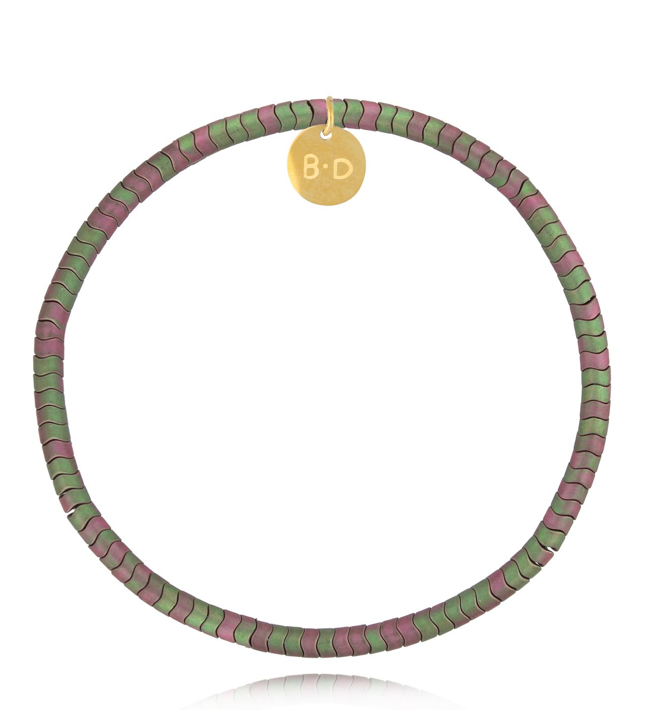 Bransoletka z hematytami fioletowo zielonymi damska Edvige - By Dziubeka