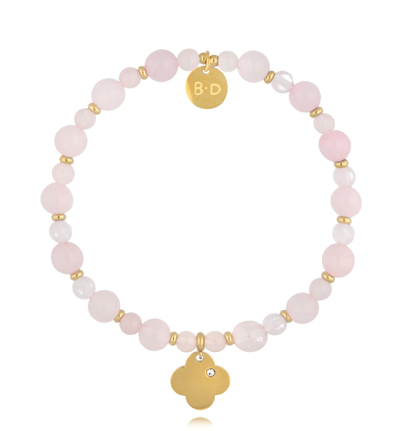 Bransoletka różowa z koniczynką Sariah - By Dziubeka