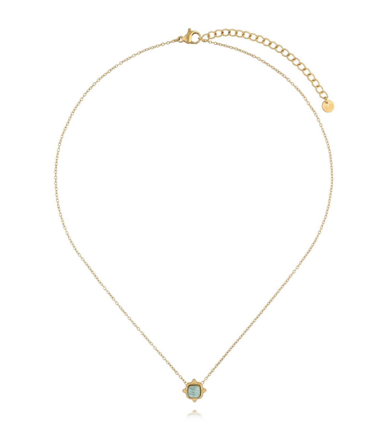 Naszyjnik delikatny złoty z amazonitem NEA0025