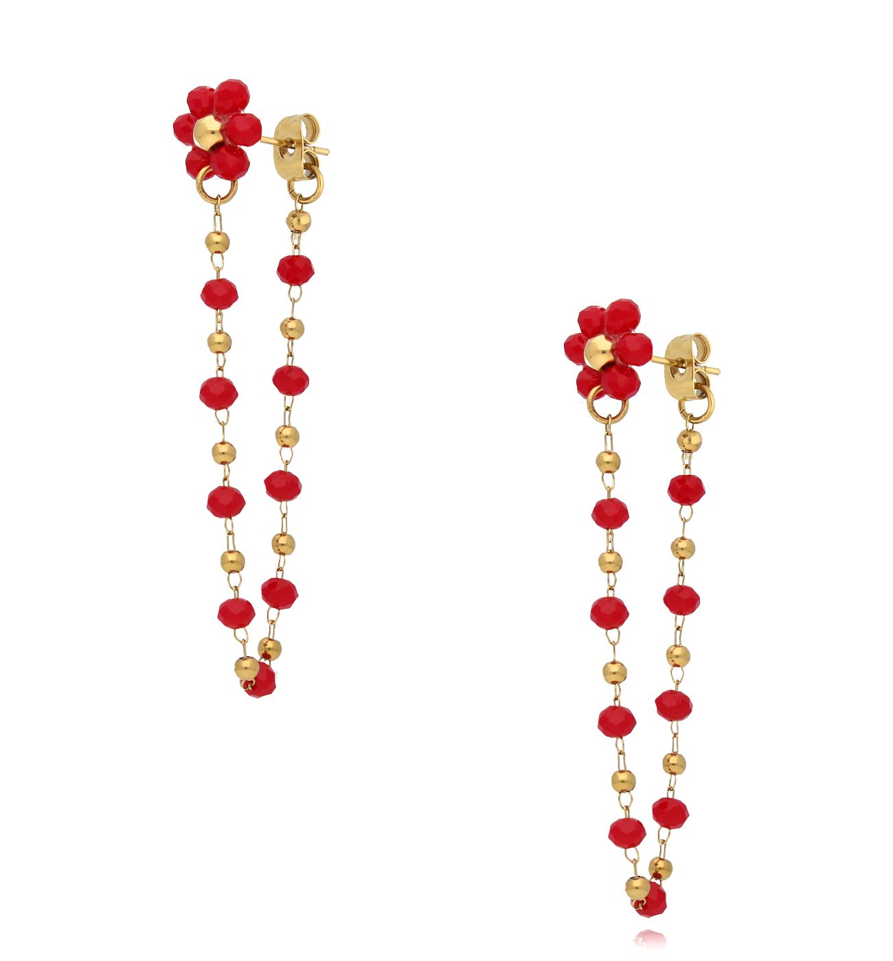 Kolczyki z czerwonymi kwiatkami Mini Bouquet KSC0115 - By Dziubeka