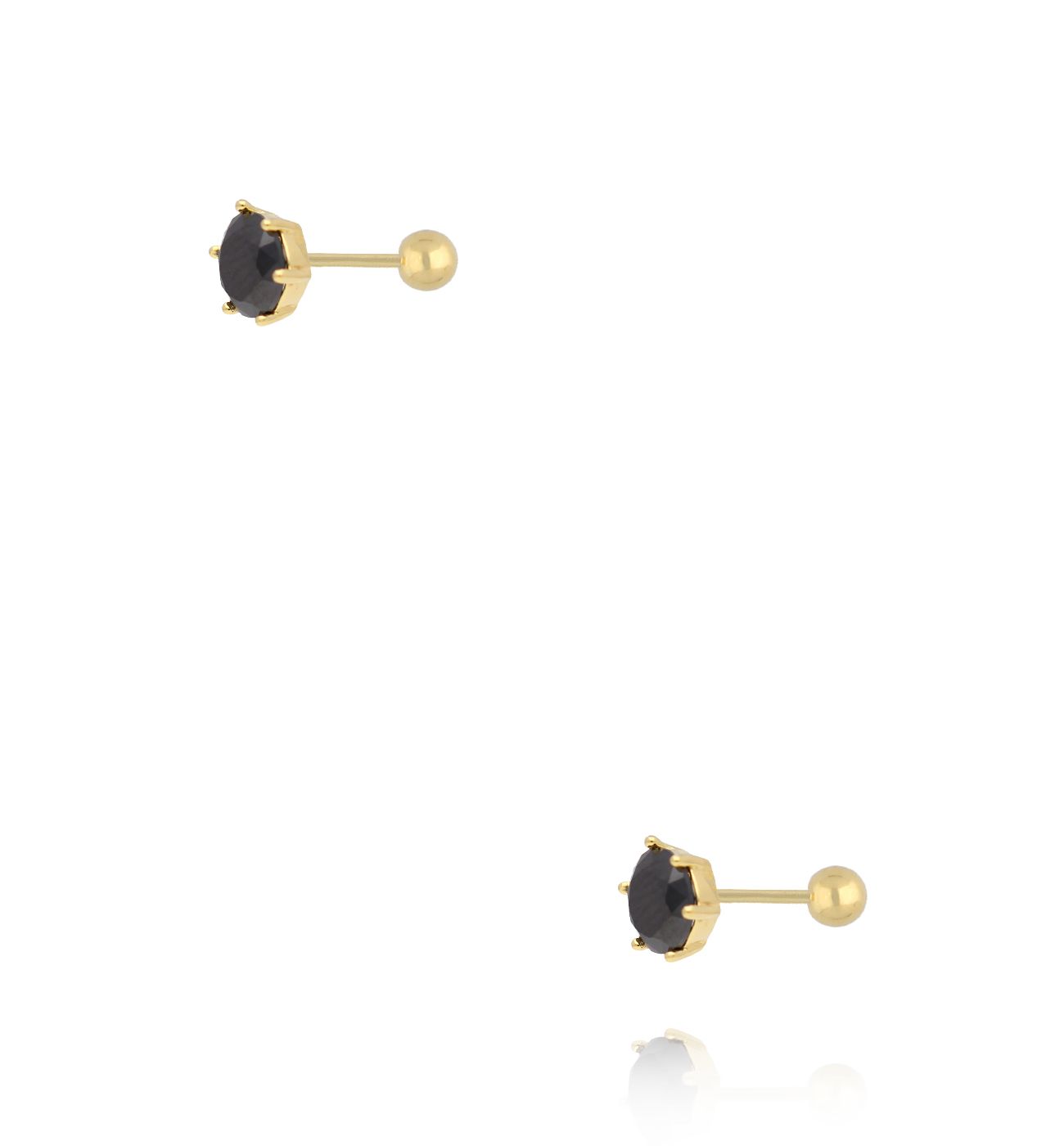 Kolczyki z czarnym kryształem złote KCA0160