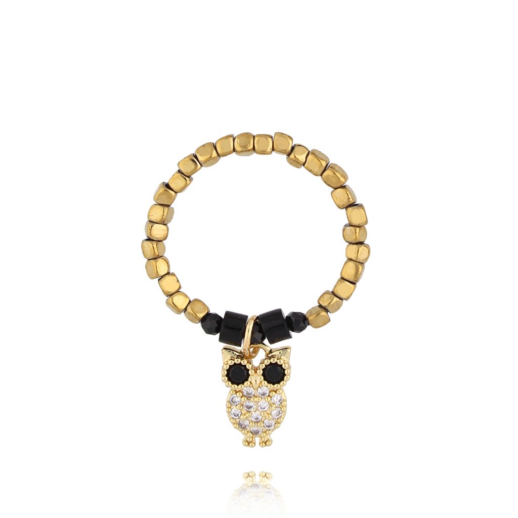 Pierścionek z zawieszką sówką - By Dziubeka