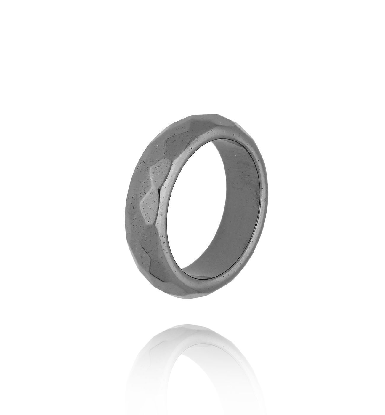Obrączka z hematytu fasetowana PMITC0202 - By Dziubeka