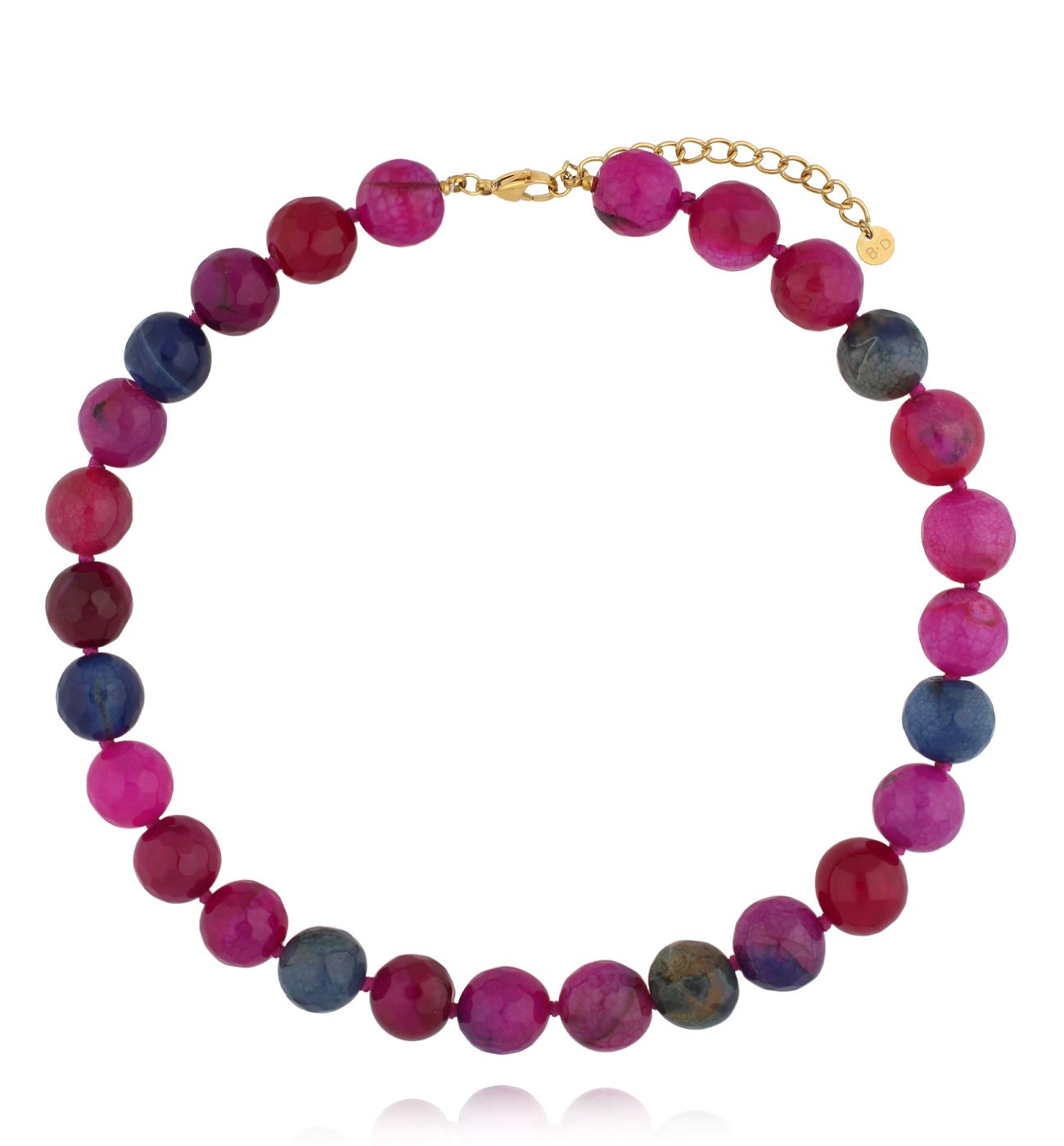 Naszyjnik z agatami fuksjowo granatowy NPA1531