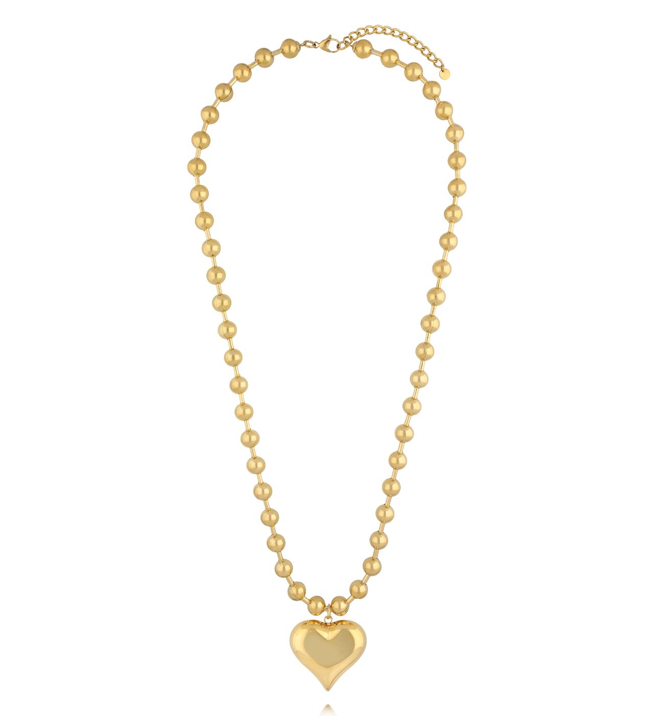 Naszyjnik z kulkami i sercem zloty długi NSY0569 - By Dziubeka