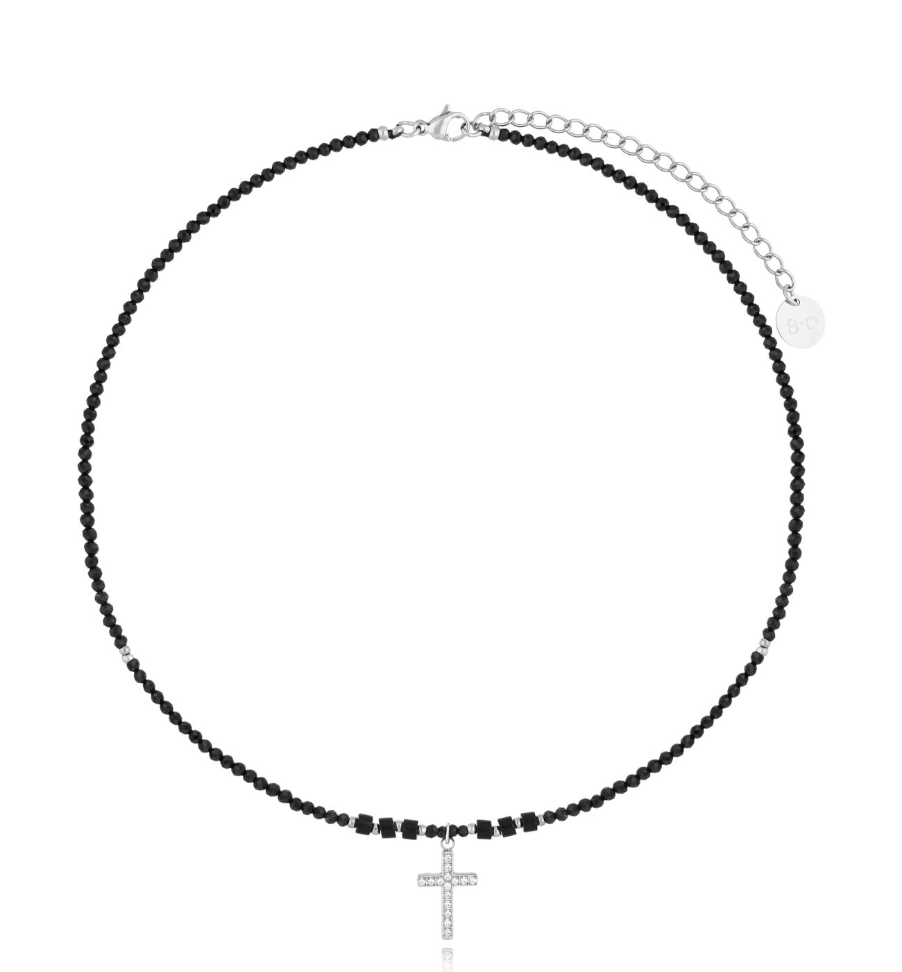 Naszyjnik z turmalinami i srebrnym krzyżykiem Reflections - By Dziubeka