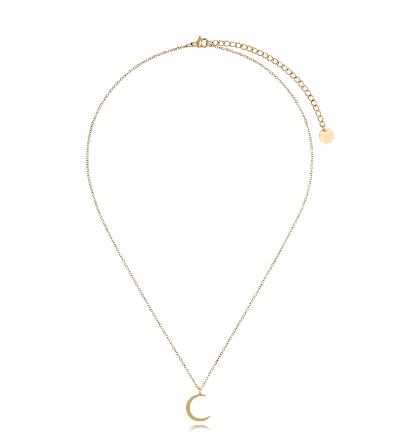Naszyjnik złoty z księżycem ze stali szlachetnej Gold Moon NSA0086