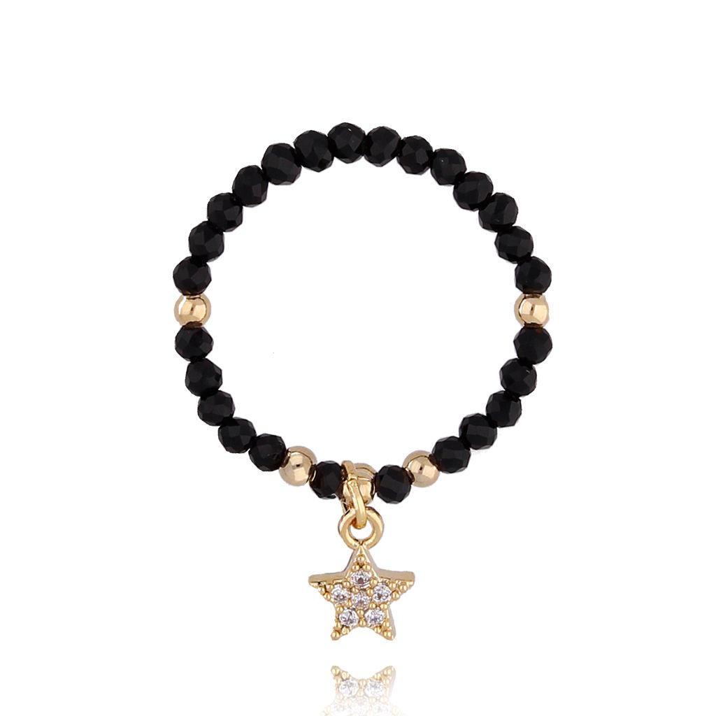 Pierścionek elastyczny z onyksami Little Star PSC0181 - By Dziubeka