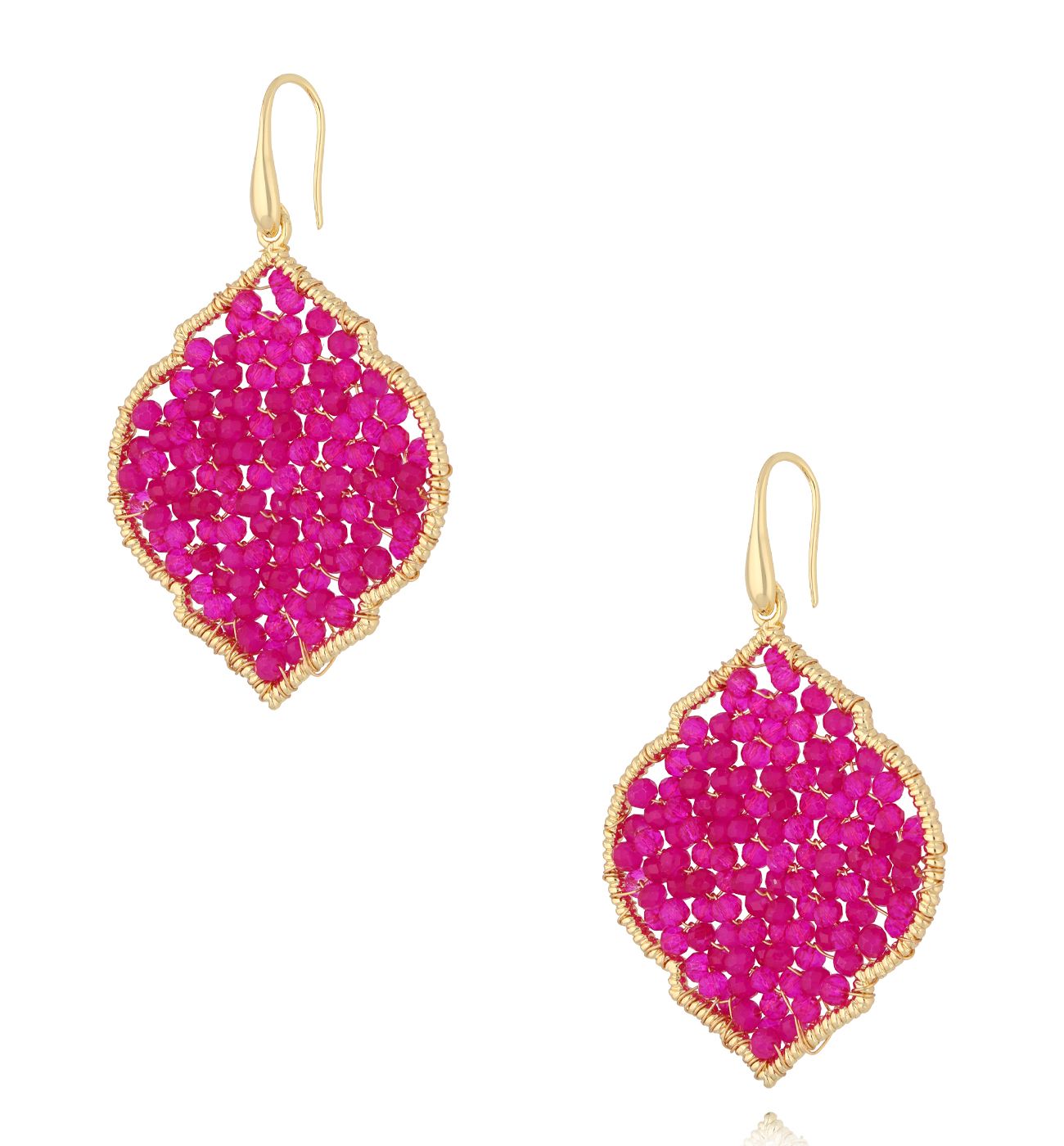 Kolczyki z fuksjowymi kryształkami KWE0199 - By Dziubeka