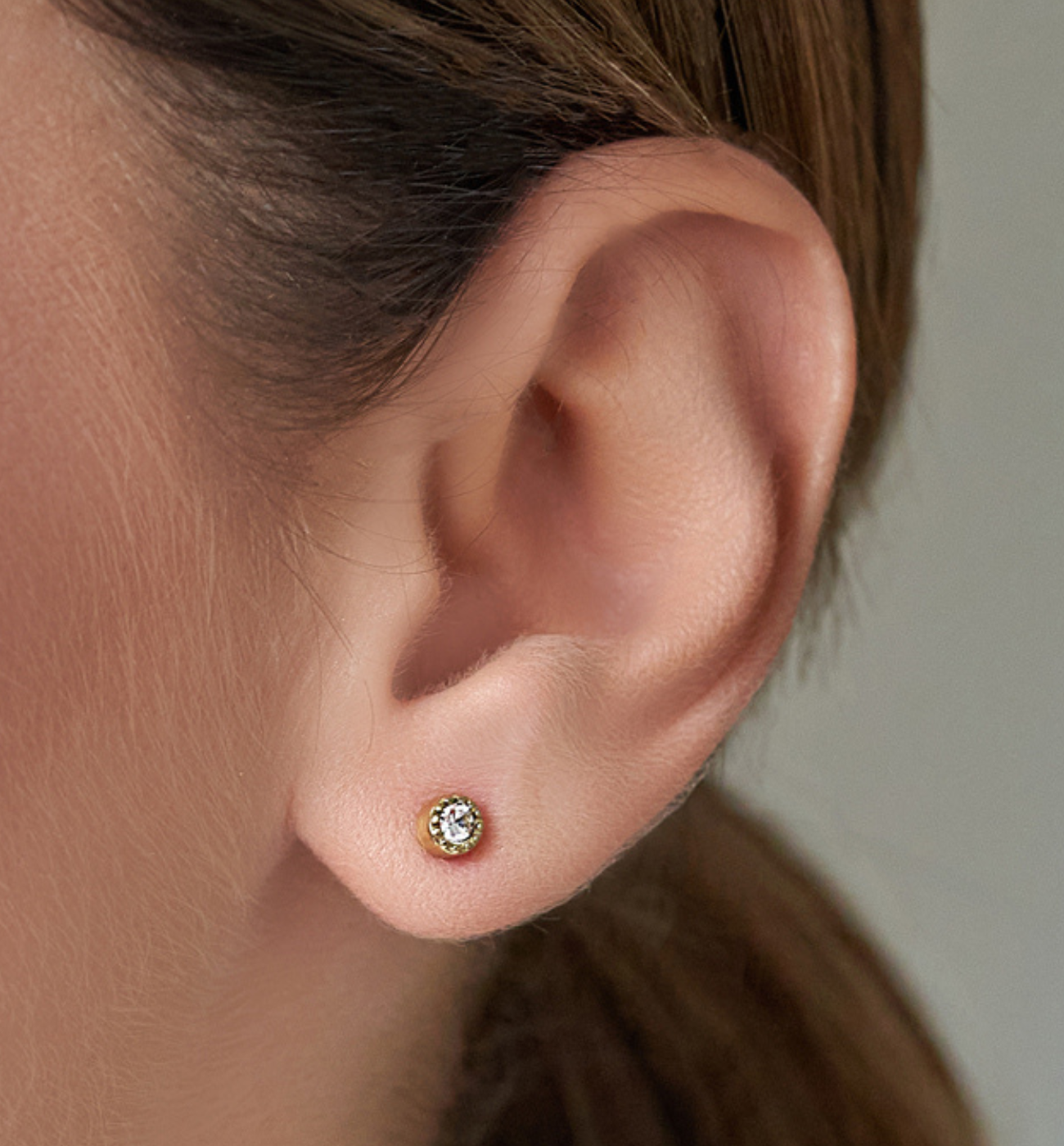 Kolczyki złote z transparentnymi cyrkoniami Mini Cristals - By Dziubeka