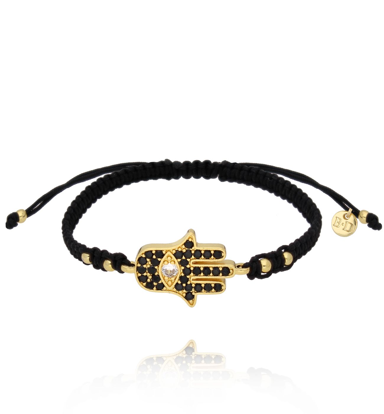 Bransoletka czarna z ręką Fatimy Mystical - By Dziubeka