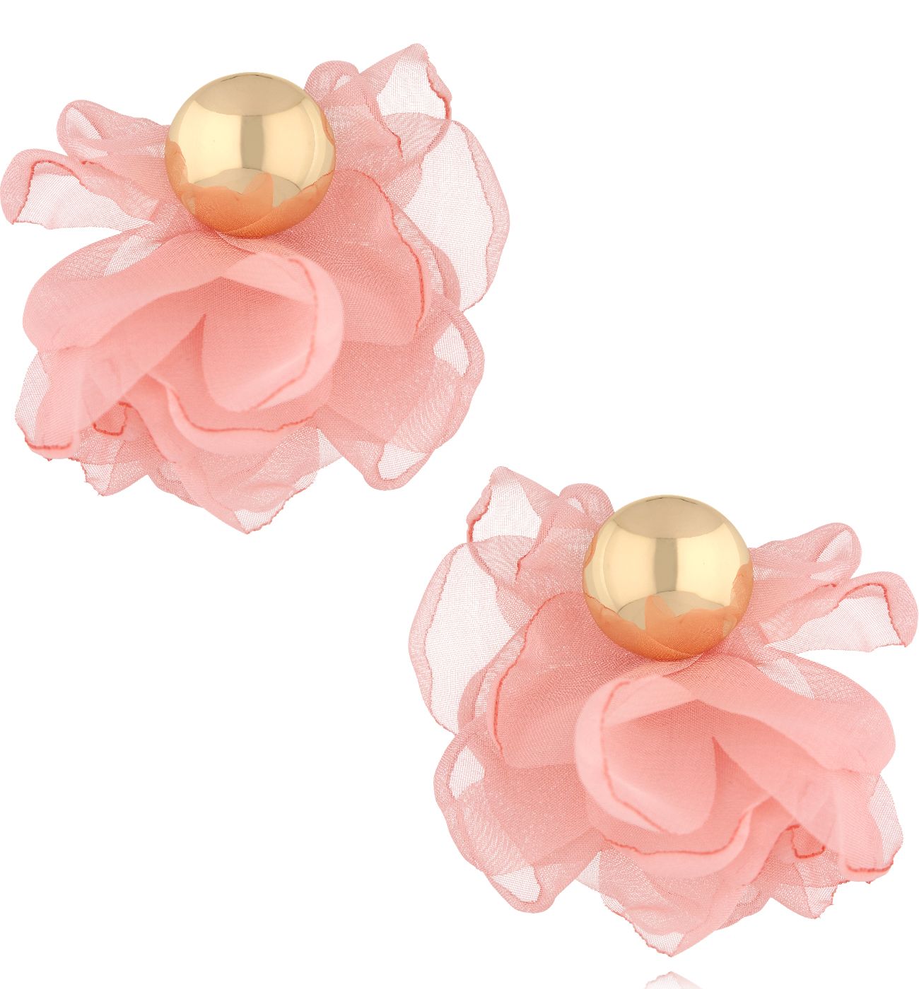 Kolczyki różowe z tkaniną - By Dziubeka