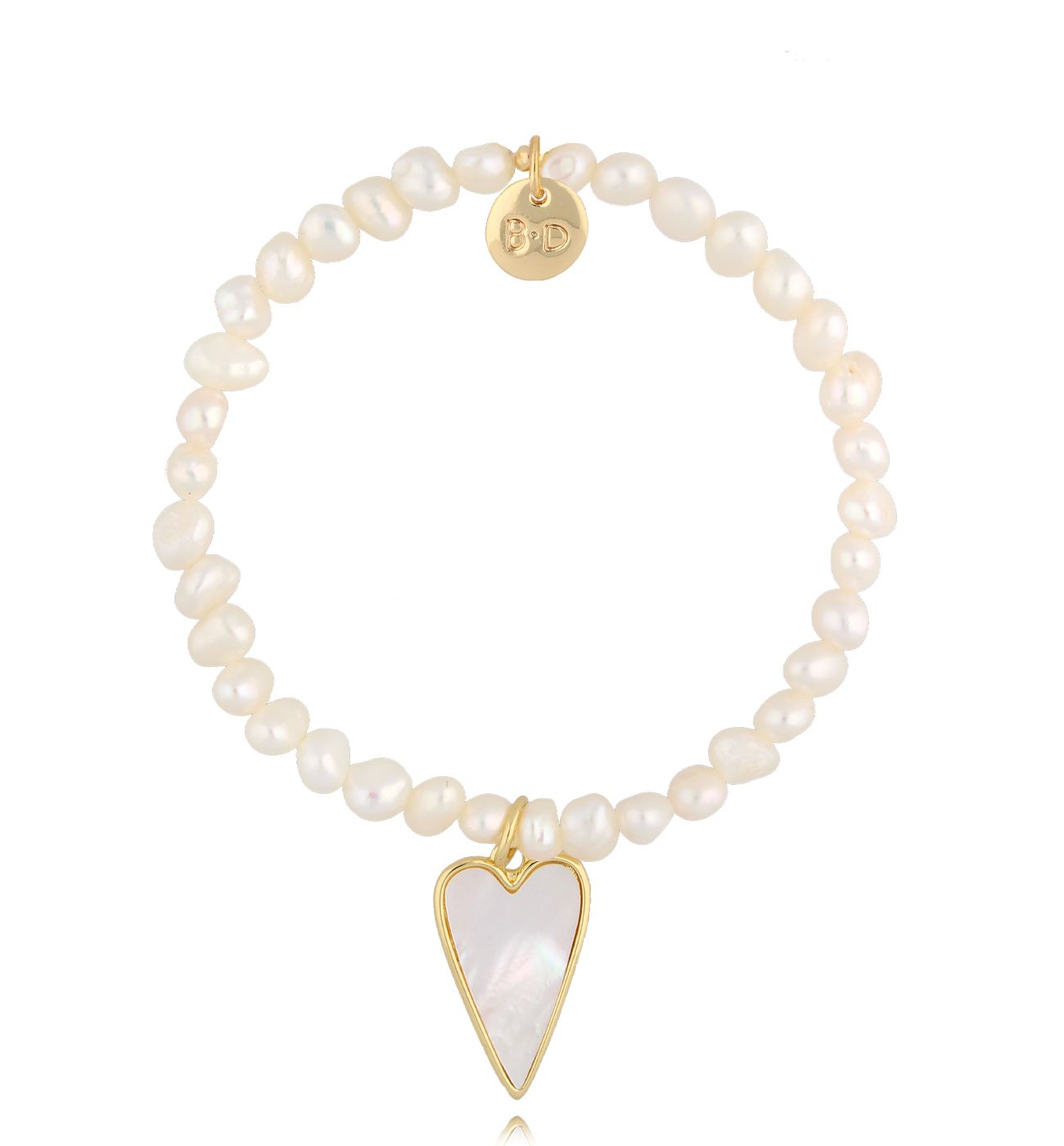 Bransoletka z perełkami i sercem Mi Corazón BPE0096 - By Dziubeka