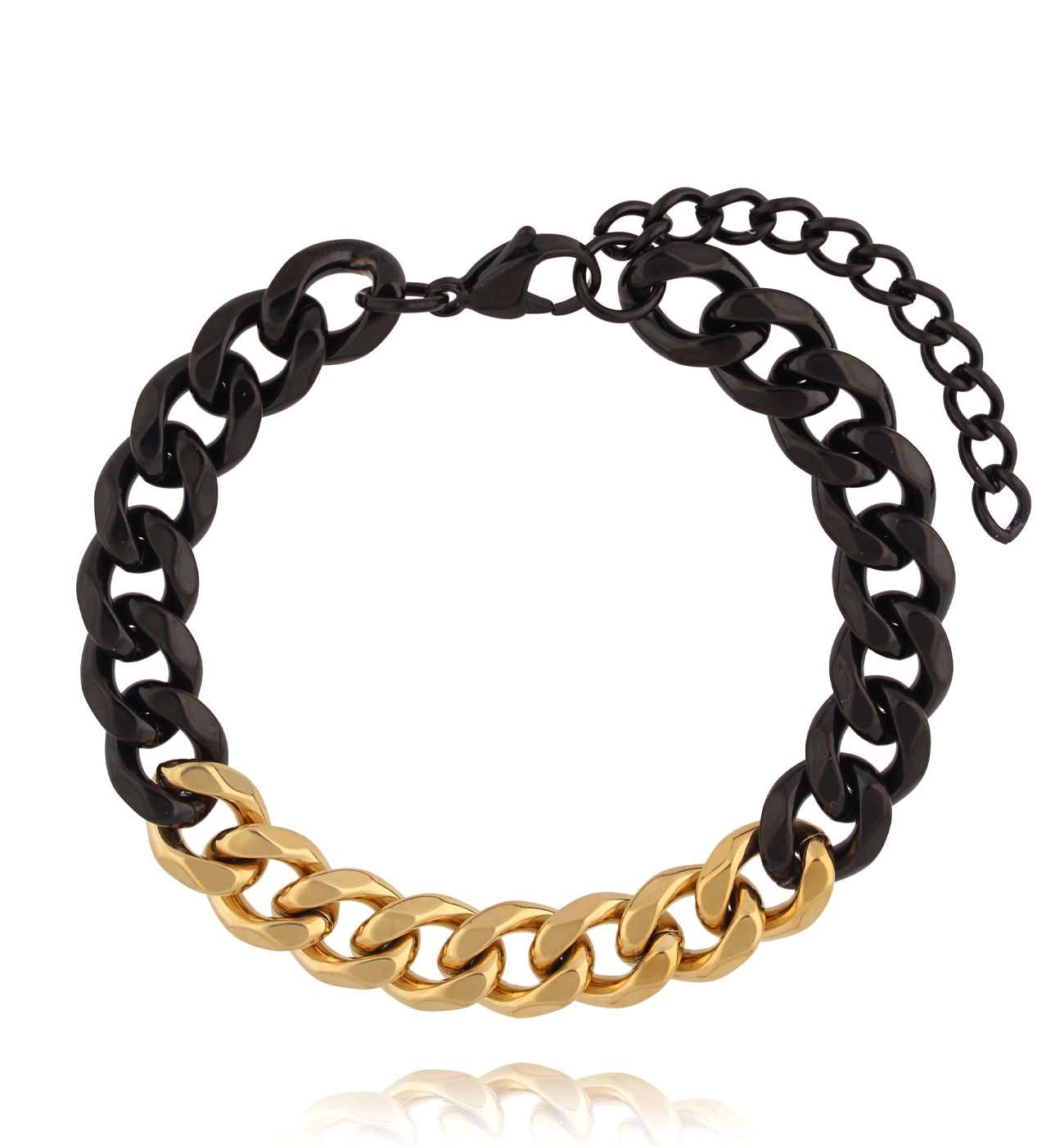 Bransoletka z łańcuchem czarno złota 16 - By Dziubeka