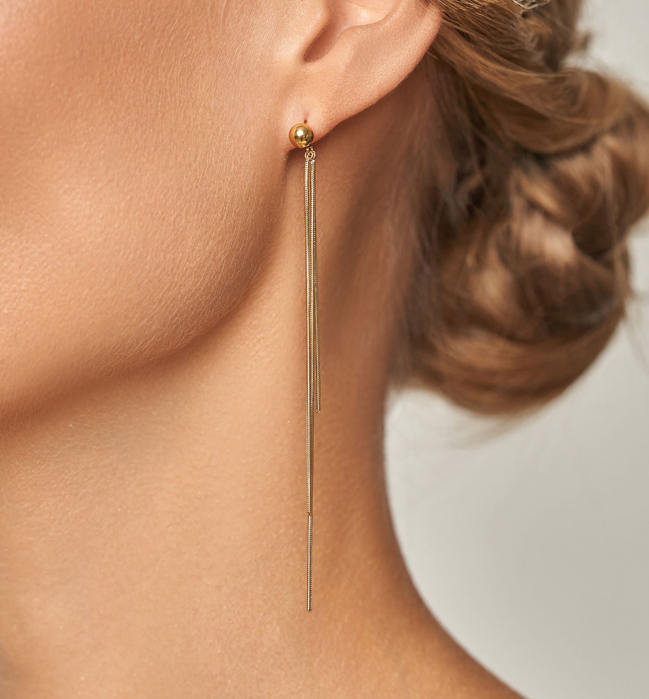 Kolczyki złote długie z łańcuszkami Accord - By Dziubeka