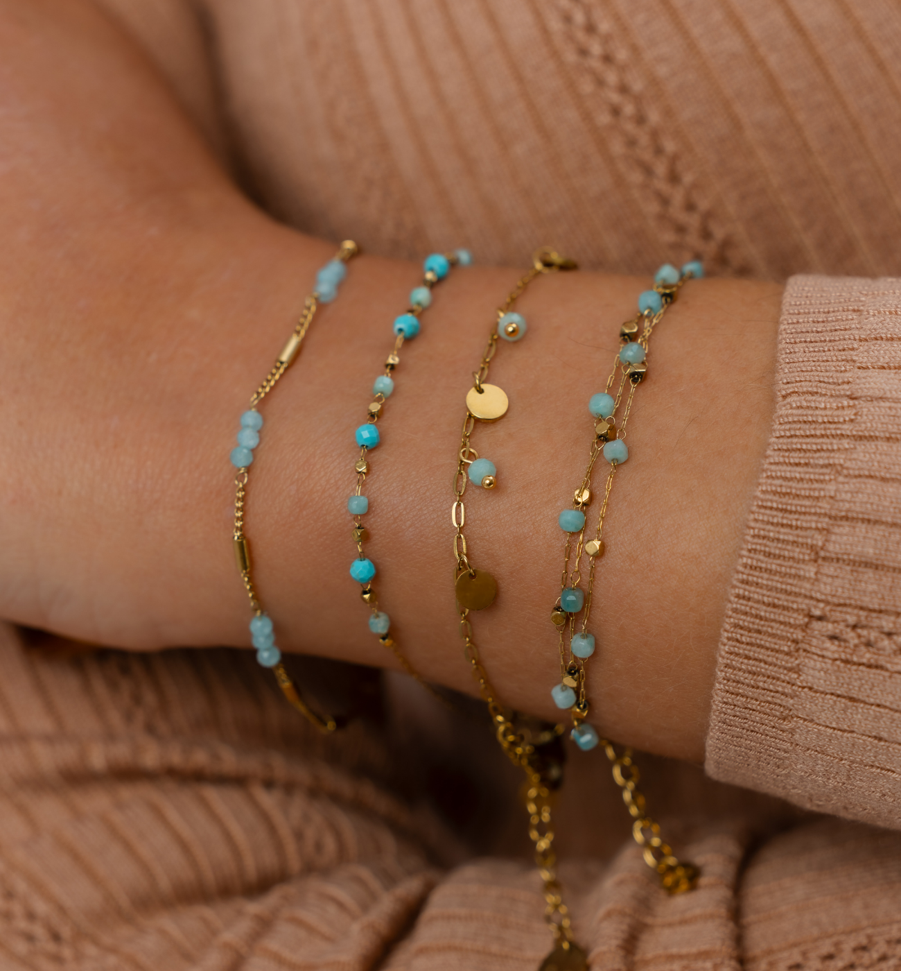 Zestaw turkusowych bransoletek Z0338 - By Dziubeka