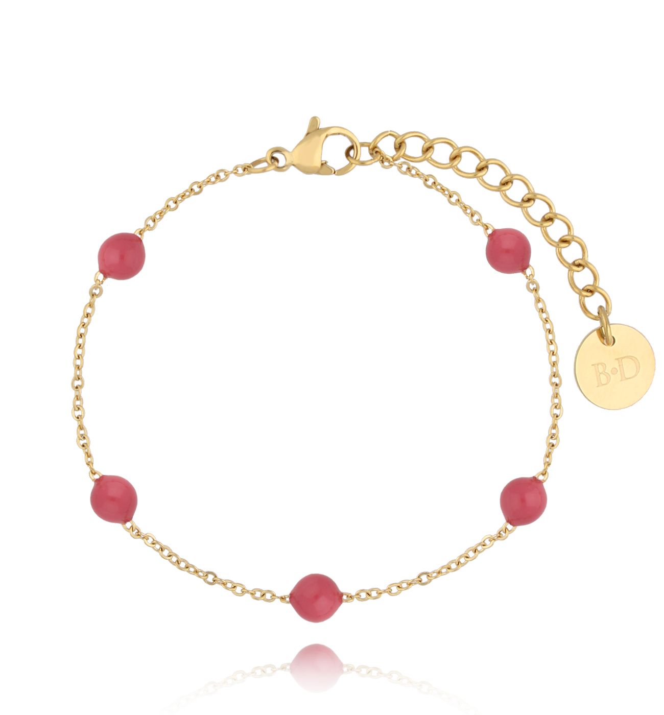 Bransoletka z kuleczkami z różową emalią Chillin - By Dziubeka