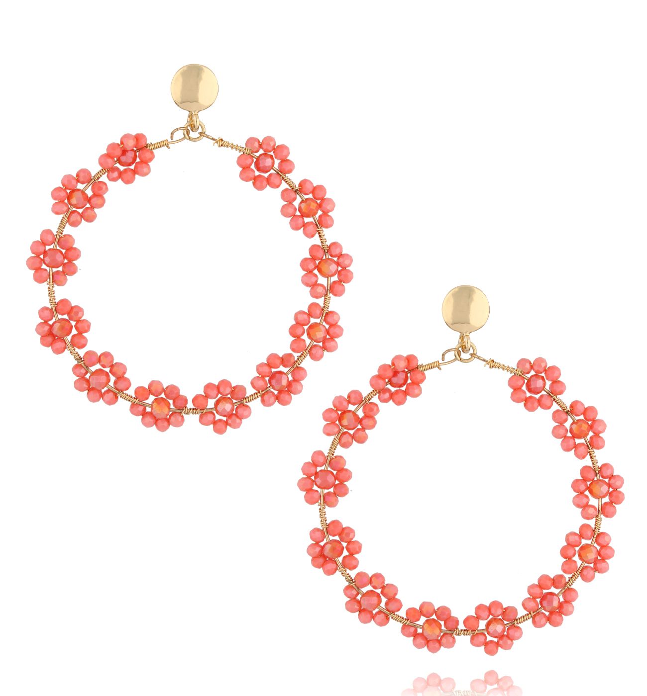 Kolczyki łososiowe z kryształkami Chillout KWE0084 - By Dziubeka